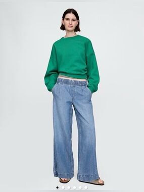 Gap midrise ultra soft pleated baggy jeans small